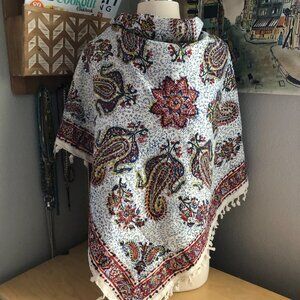 Isfahan Gholamreza Rezvani Paisley Floral Printed Wrap Scarf Ivory - NEW